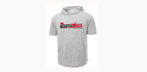 KAMA Short Sleeve Hoodie - Light Grey Heather